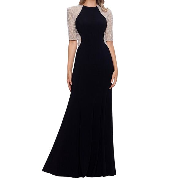 XSCAPE Elise Quarter Sleeve Jersey Knit Dress Size 8P New with Tag MSRP $279 - Picture 1 of 12